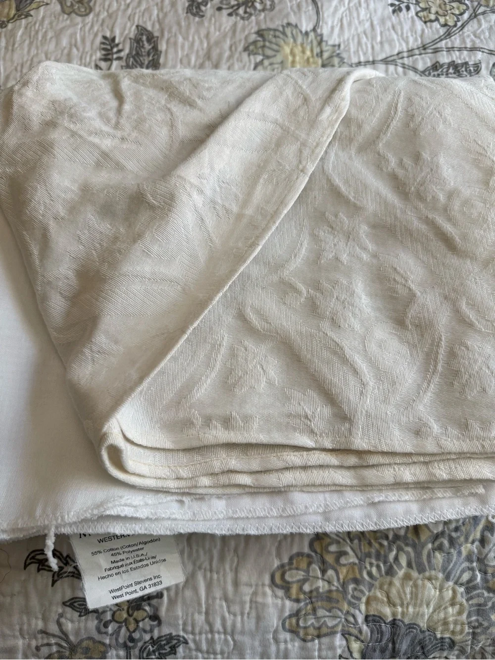 King size Classic Cream Damask Bedskirt Ruffle